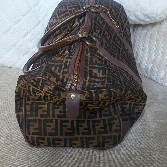 Fendi Zucca FF Canvas Leather Boston 45 Travel Bag. - Picture 2 of 16